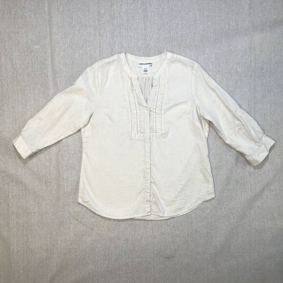 Cathy Daniels | Oatmeal Linen Blend Top | Large - Picture 1 of 8